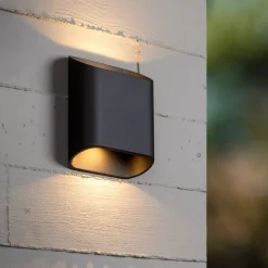 Lucide ATILA - Wandlamp Binnen/Buiten - LED Dimb. - 2x5W 2700K - IP65 - Zwart