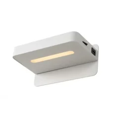 Lucide ATKIN - Bedlamp - LED - 1x5W 2700K - Met USB oplaadpunt - Wit