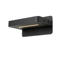 Lucide ATKIN - Bedlamp - LED - 1x5W 2700K - Met USB oplaadpunt - Zwart