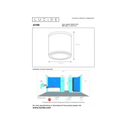 Lucide AVEN Plafondspot Rond Badkamer Gu10/50W Zwart