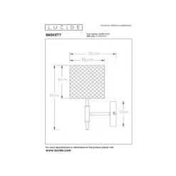 Lucide BASKETT - Wandlamp - 1xE27 - Zwart Lucide
