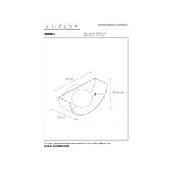 Lucide BENNI - Wandlamp - 1xG9 - Zwart