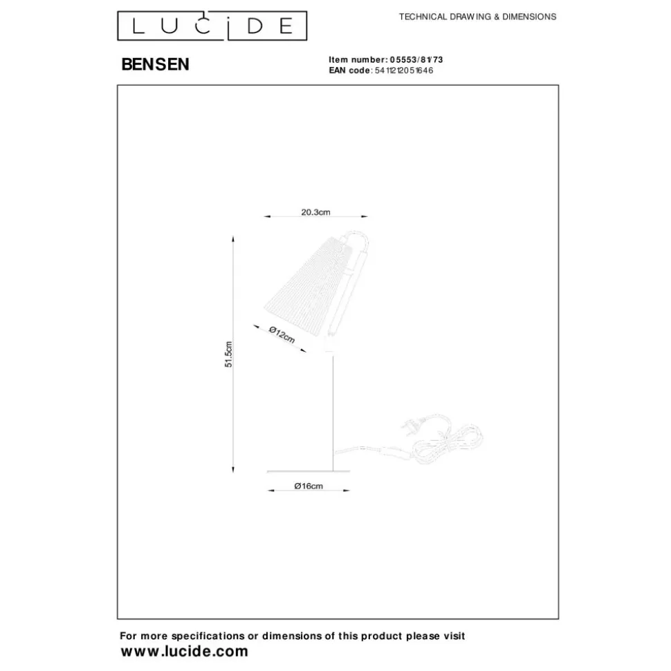 Lucide BENSEN Tafellamp-Nature.-1xE27-40W-Rotan
