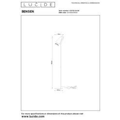 Lucide BENSEN Vloerlamp-Grijs-1xE27-40W-Vilt