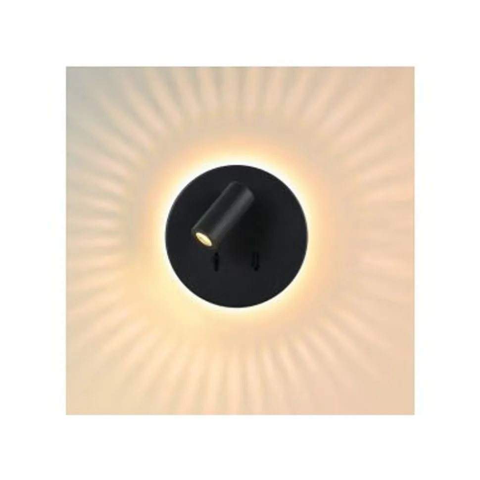 Lucide BENTJER - Wandlamp - Ø 14 cm - LED - 3000K - Zwart