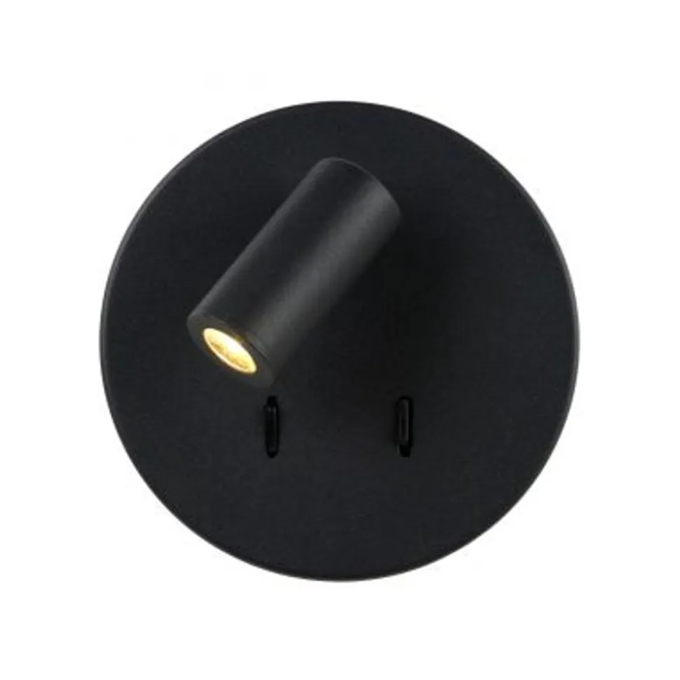 Lucide BENTJER - Wandlamp - Ø 14 cm - LED - 3000K - Zwart