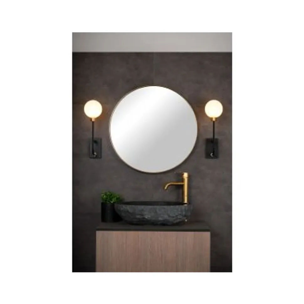 Lucide BEREND - Wandlamp Badkamer - 1xG9 - IP44 - Zwart