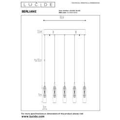 Lucide BERLIANE - Hanglamp - LED Dimb. - 5x4W 2700K - Met vervangbare LED-module - Transparant