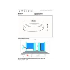 Lucide BISKIT Plafonnière Badk.-Wit-Ø28-LED-18W-2700K