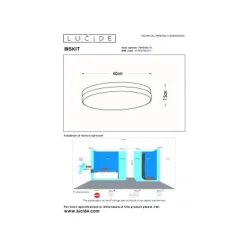 Lucide BISKIT Plafonnière Badk.-Wit-Ø40-LED-36W-2700K