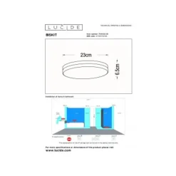 Lucide BISKIT Plafonnière Badk.-Zwart-Ø23-LED-12W-2700K