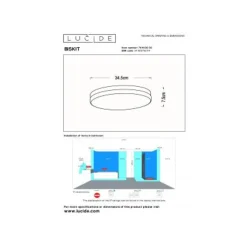 Lucide BISKIT Plafonnière Badk.-Zwart-Ø34,5-LED-24W-2700K