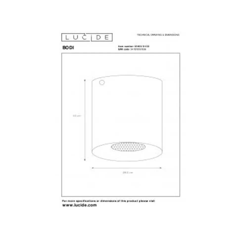 Lucide Bodi Plafondlicht Rond Zwart 09100/01/30