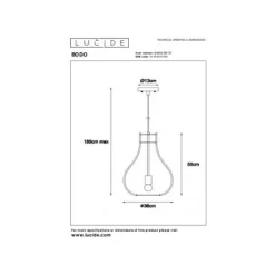 Lucide BODO - Hanglamp - Ø 38 cm - 1xE27 - Licht hout