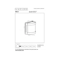 Lucide BOLO Wandlamp Buiten-Opaal-1xE27-15W-IP44-Glas