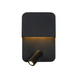 Lucide BOXER - Wandlamp - LED - 1x10W 3000K - Met USB oplaadpunt - Zwart Lucide