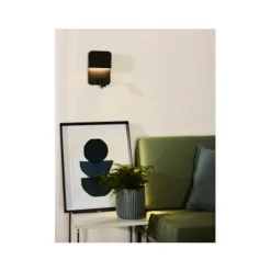 Lucide BOXER - Wandlamp - LED - 1x10W 3000K - Met USB oplaadpunt - Zwart Lucide
