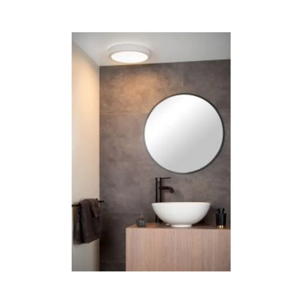 Lucide BRICE-LED - Plafonnière Badkamer - Ø 30 cm - LED Dimb. - 1x30W 3000K - IP44 - Wit