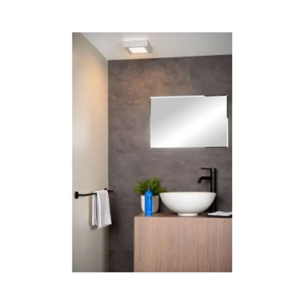 Lucide BRICE-LED - Plafonnière Badkamer - LED Dimb. - 1x15W 3000K - IP44 - Wit