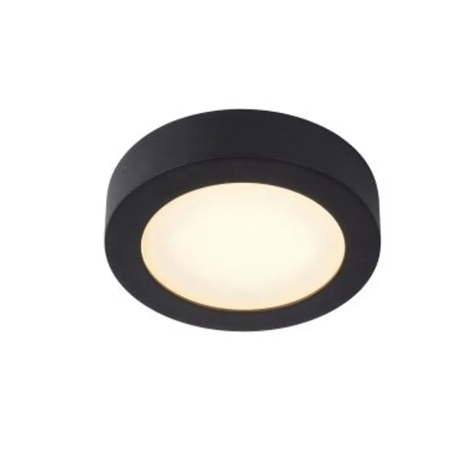 Lucide BRICE-LED - Plafonnière Badkamer - Ø 18 cm - LED Dimb. - 1x11W 3000K - IP44 - Zwart