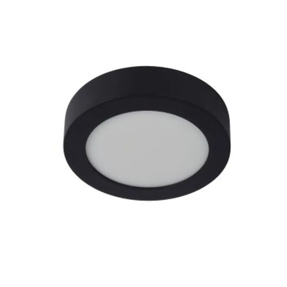 Lucide BRICE-LED - Plafonnière Badkamer - Ø 18 cm - LED Dimb. - 1x11W 3000K - IP44 - Zwart