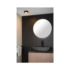 Lucide BRICE-LED - Plafonnière Badkamer - Ø 11,7 cm - LED Dimb. - 1x8W 3000K - IP44 - Zwart