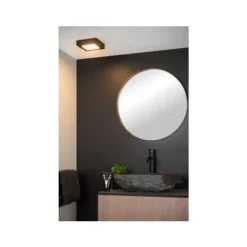 Lucide BRICE-LED - Plafonnière Badkamer - LED Dimb. - 1x15W 3000K - IP44 - Zwart