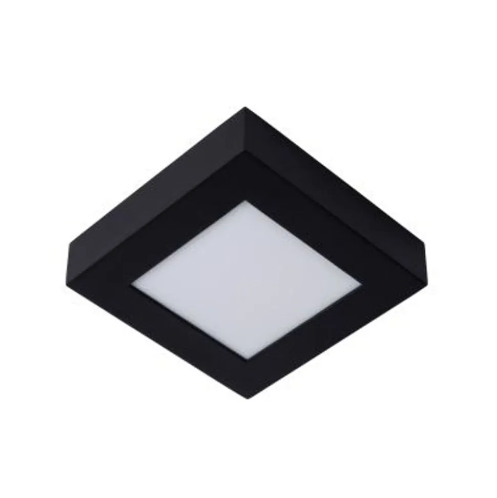 Lucide BRICE-LED - Plafonnière Badkamer - LED Dimb. - 1x15W 3000K - IP44 - Zwart