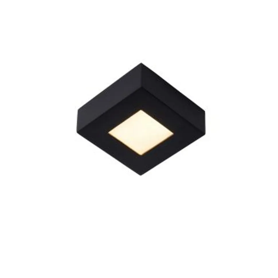 Lucide BRICE-LED - Plafonnière Badkamer - LED Dimb. - 1x8W 3000K - IP44 - Zwart