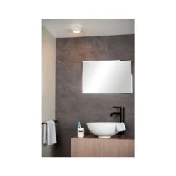 Lucide BRICE-LED - Plafonnière Badkamer - Ø 11,7 cm - LED Dimb. - 1x8W 3000K - IP44 - Wit