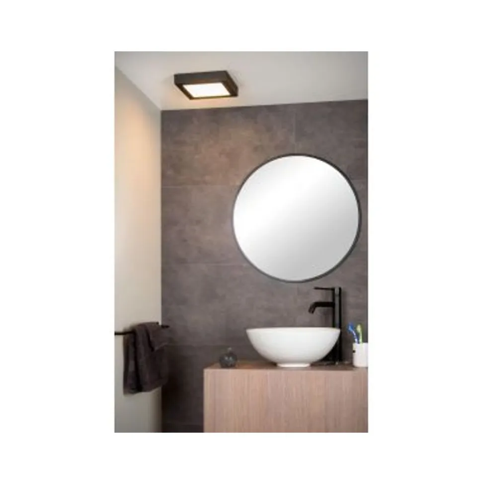 Lucide BRICE-LED Plafonnier Dimbaar 22W Vierkant IP44 Zwa