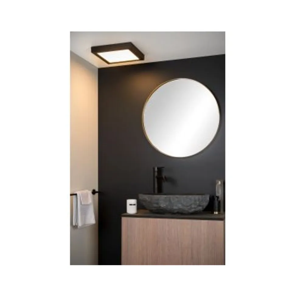 Lucide BRICE-LED Plafonnier Dimbaar 30W Vierkant IP44 Zwa