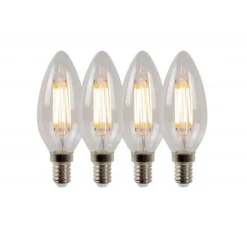 Lucide C35 - Filament lamp - Ø 3,5 cm - LED Dimb. - E14 - 4x4W 2700K - Transparant - Set van 4