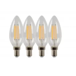 Lucide C35 - Filament lamp - Ø 3,5 cm - LED Dimb. - E14 - 4x4W 2700K - Transparant - Set van 4