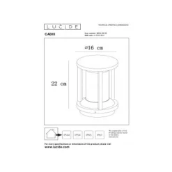 Lucide CADIX - Sokkellamp Buiten - Ø 16 cm - 1xE27 - IP65 - Zwart