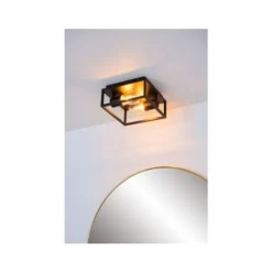 Lucide CARLYN - Plafonnière Badkamer - 2xE14 - IP54 - Zwart