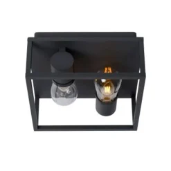 Lucide CARLYN - Plafonnière Badkamer - 2xE14 - IP54 - Zwart