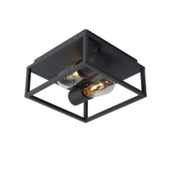 Lucide CARLYN - Plafonnière Badkamer - 2xE14 - IP54 - Zwart