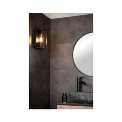 Lucide CARLYN - Wandlamp Badkamer - 1xE14 - IP54 - Zwart