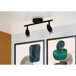 Lucide CARO Plafondspot-Zwart-2xGU10-5W-Metaal