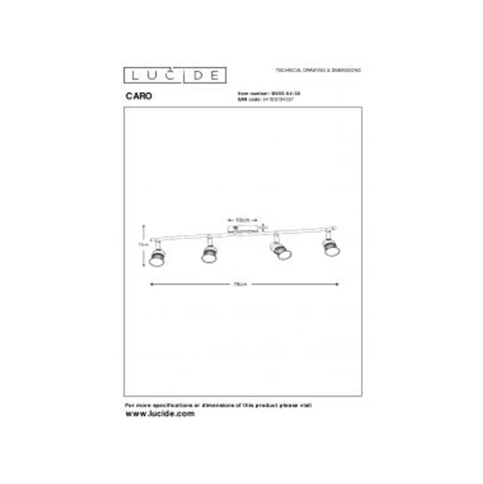 Lucide CARO Plafondspot-Zwart-4xGU10-5W-Metaal