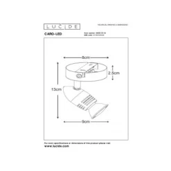 Lucide Caro Wandspot Led  1X Gu10/5W Ø8.5  13955/05/1