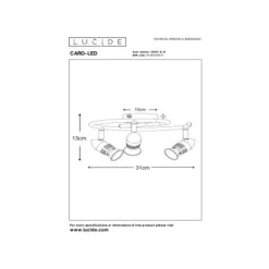 Lucide CARO-LED - Plafondspot - Ø 31 cm - LED - GU10 - 3x5W 2700K - Mat chroom