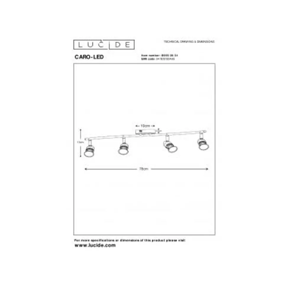 Lucide CARO-LED - Plafondspot - LED - GU10 - 4x5W 2700K - Wit