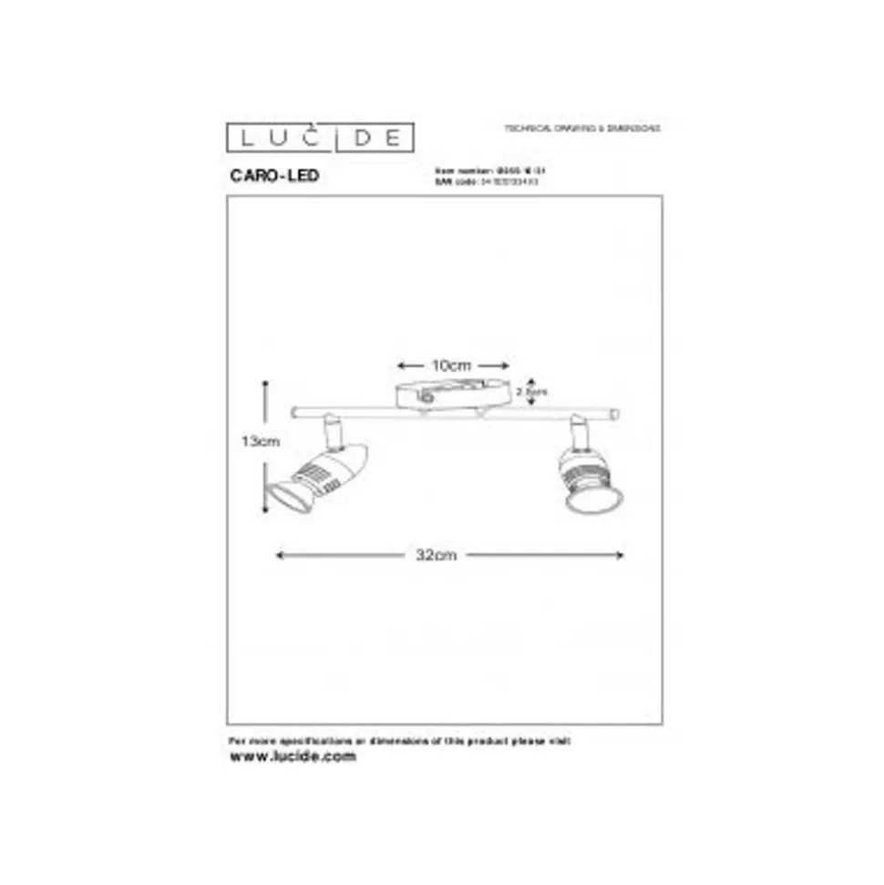 Lucide CARO-LED - Plafondspot - LED - GU10 - 2x5W 2700K - Wit