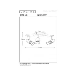 Lucide CARO-LED - Plafondspot - Ø 31 cm - LED - GU10 - 3x5W 2700K - Wit