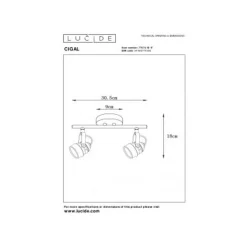 Lucide CIGAL - Plafondspot - Ø 9 cm - LED - GU10 - 2x5W 2700K - Koper