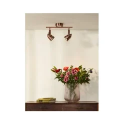 Lucide CIGAL - Plafondspot - Ø 9 cm - LED - GU10 - 2x5W 2700K - Koper