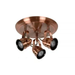 Lucide CIGAL - Plafondspot - Ø 27 cm - LED - GU10 - 3x5W 2700K - Koper