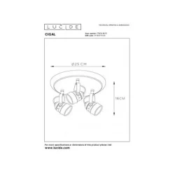 Lucide CIGAL - Plafondspot - Ø 27 cm - LED - GU10 - 3x5W 2700K - Koper
